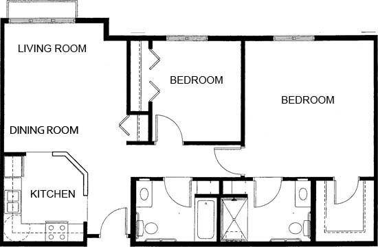 Avalon Square assisted living 2 bedroom floorplan.