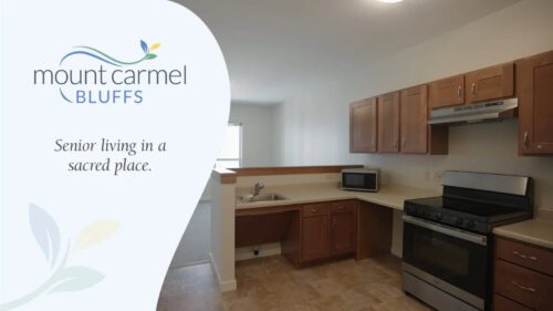 Enriched living apartment tour at Mount Carmel Bluffs title slide.