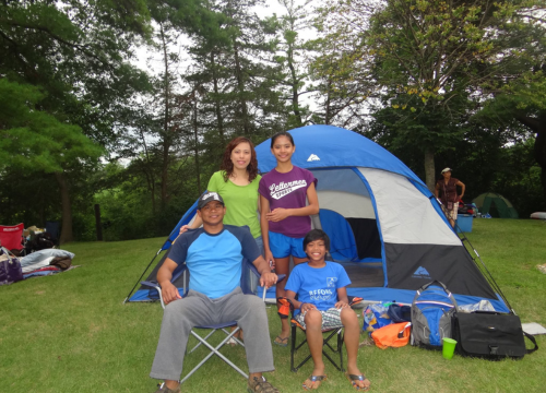 Family camping in the summer