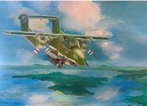 James's painting of an OV 10 military plane in The Philippines.