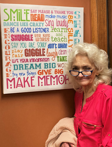 Patsy decorated her front door with words of purpose, hope and joy.