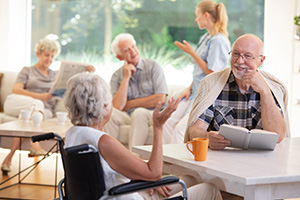 image of friends and family at a senior living community