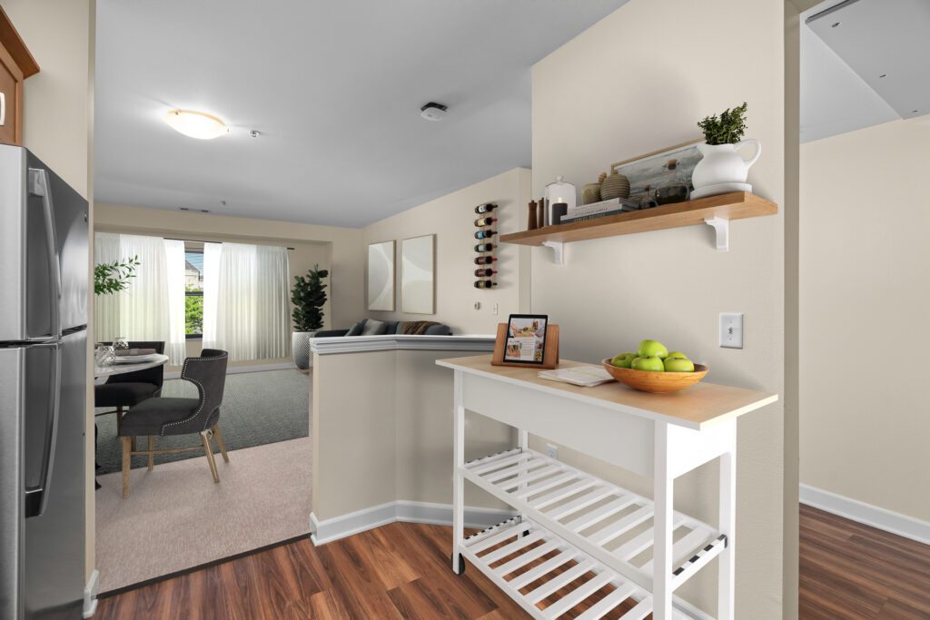 Kitchen in 1 bedroom independent living apartment.